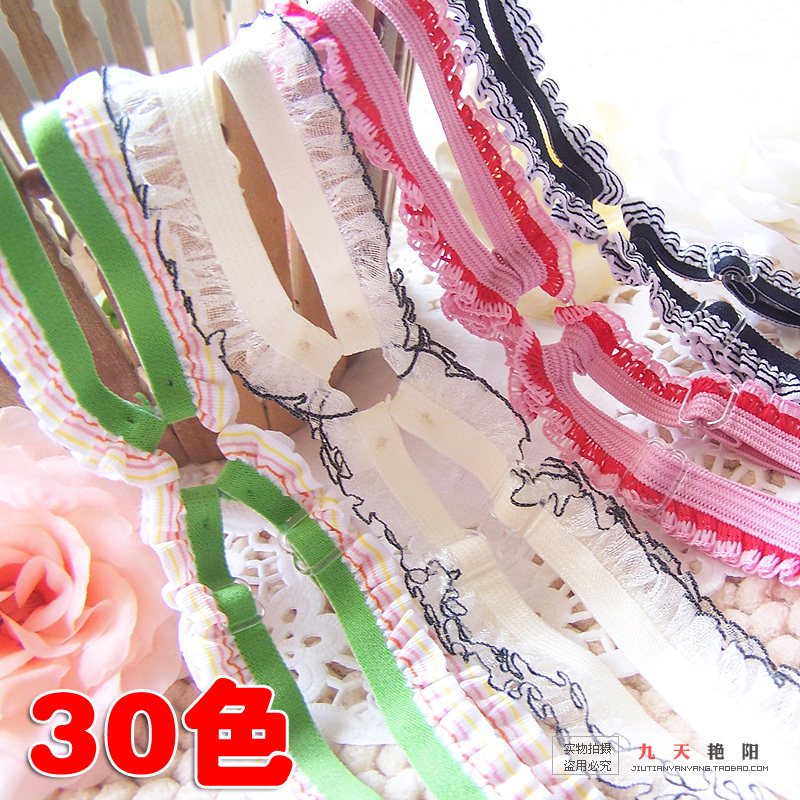 Baimuer ruffle lace decoration candy color back cross elastic underwear belt pectoral girdle bra double-shoulder shoulder strap