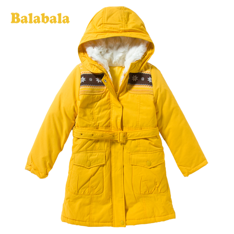 BALABALA 2012 winter children's clothing down coat liner with a hood cartoon long design female child outerwear
