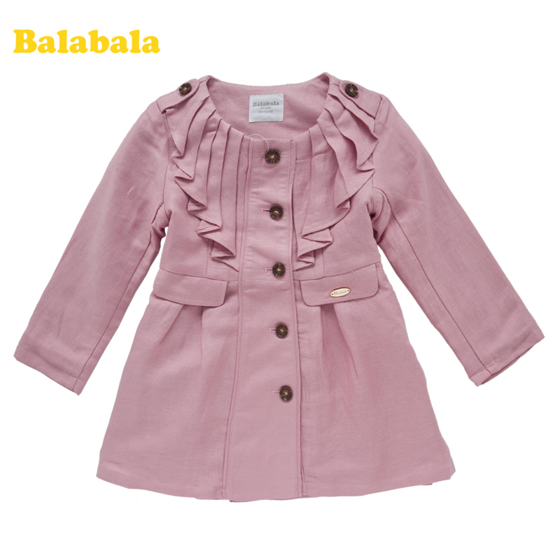BALABALA 2013 children's spring clothing trench medium-long single breasted trench female children child outerwear