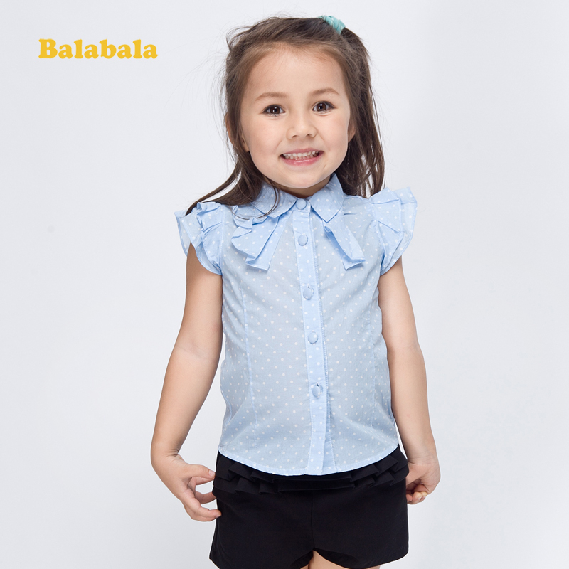 Balabala BALABALA children's clothing shirt dot 100% cotton female children short-sleeve shirt child shirt