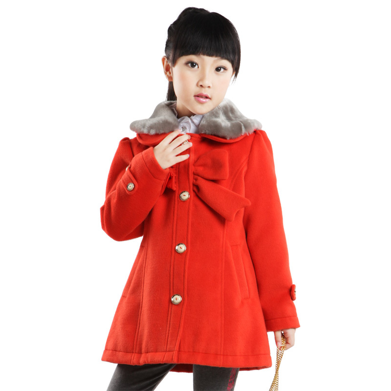 BALABALA children's clothing female big boy 2012 winter woolen overcoat clip cotton-padded coat trench
