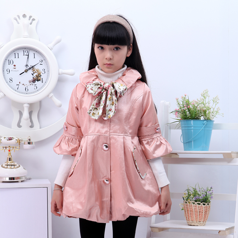 BALABALA children's clothing female child design long trench 2012 autumn and winter child outerwear 12595