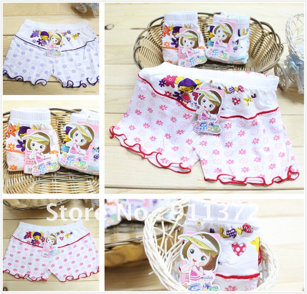 Bamboo fiber Cartoon Floral little girl boxer underwear