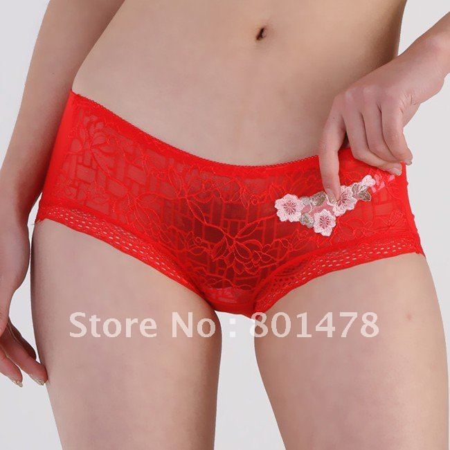 Bamboo fiber, embroidery printing lace transparent color women's underwear 122