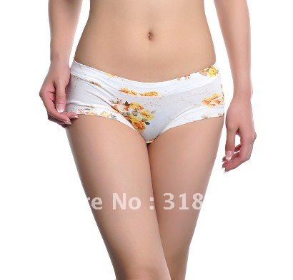 Bamboo Fiber Panties Flowered Low Waist Women's Underwear Briefs Knickers 900852-510013D Free shipping