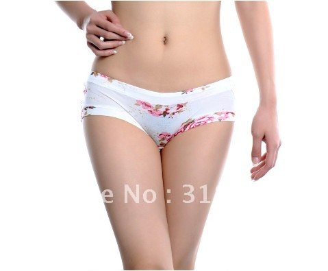Bamboo Fiber Panties Flowered Low Waist Women's Underwear Briefs Knickers 900852-510013E Free shipping