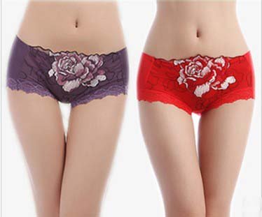 Bamboo Fiber Traceless Briefs Sexy Lady Cotton Peony Lace Panties Underwear Different Colors Soft Comfortable 10 PCS