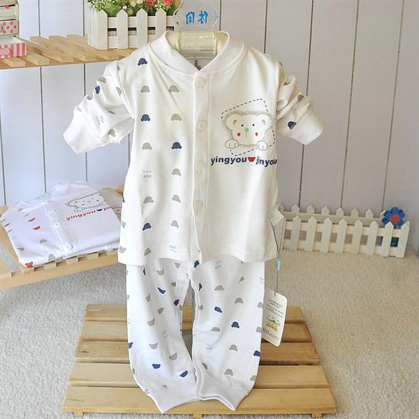 Bamboo fibre cartoon print infant underwear twinset baby cardigan set 2355