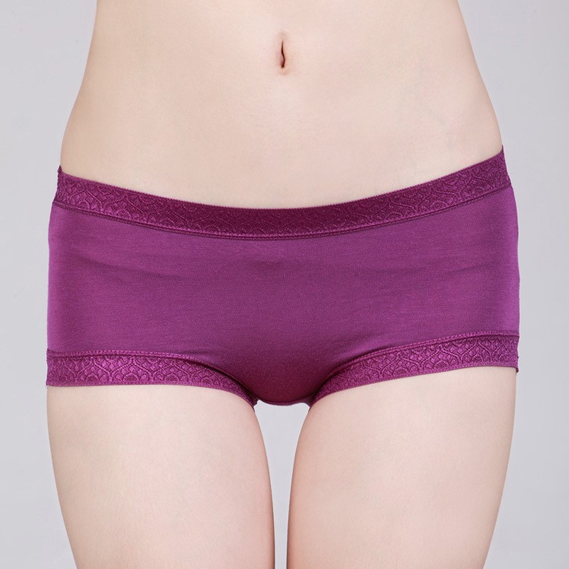 Bamboo fibre female panties 100% cotton antibiotic mid waist comfortable lace solid color seamless briefs 7 1