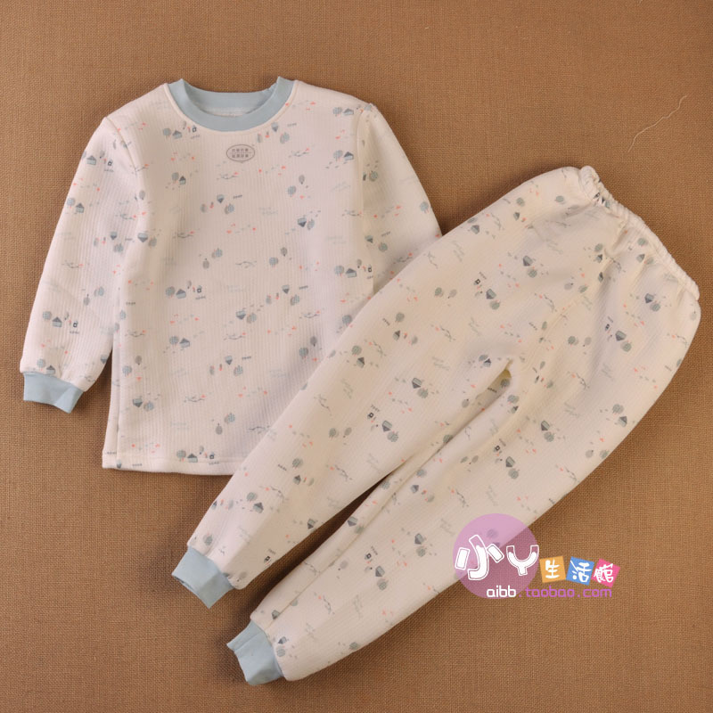 Bamboo fibre male female child thickening baby thermal underwear set