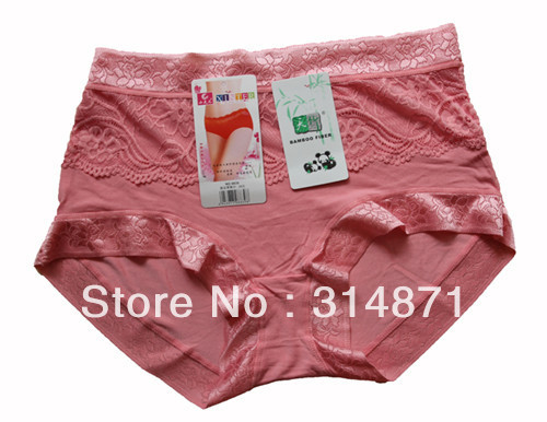 Bamboo fibre panties women's lace soft comfortable high waist comfortable plus size trigonometric boxer panties 8839