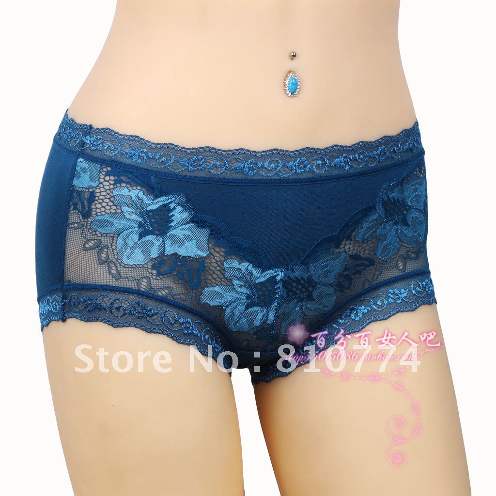 Bamboo fibre panty lace sexy cutout transparent female panties