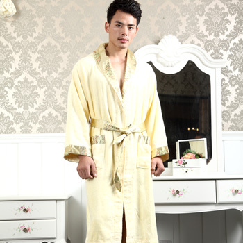 Bamboo fibre robe anti-mite antibiotic soft quality male bathrobe spring and autumn male robe