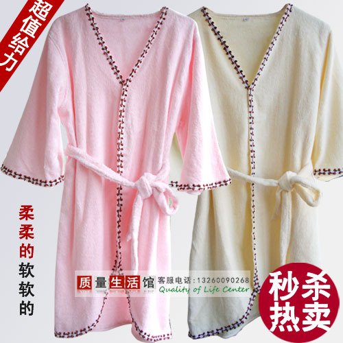 Bamboo fibre women's robe toweled short design bathrobe khan steam clothing