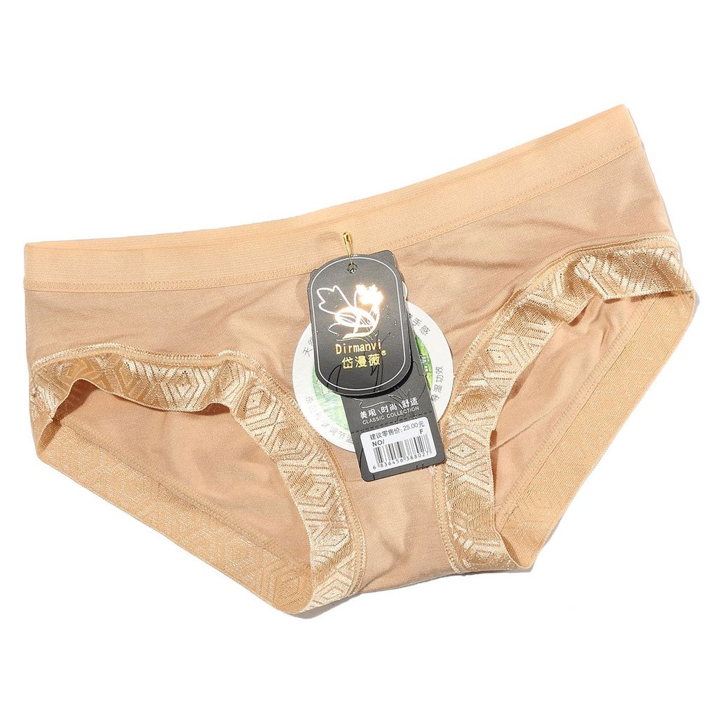 Bamboo fibre womens panties mid waist lace panty female  panties 62198