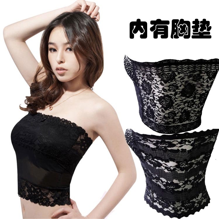 Bamboo tube top pectoral girdle pad lace  long