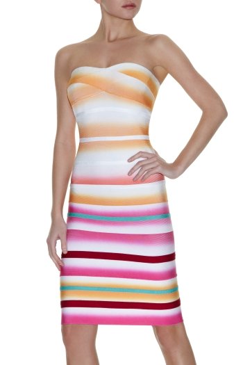 Bandage Dress H076 Rainbow Strapless Tight fitting Evening Dress Party Dress Celebrities Homecoming Prom Cocktail Dress
