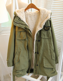 Banila b . berber fleece with a hood lacing medium-long thickening thermal cotton-padded jacket wadded jacket free shipping