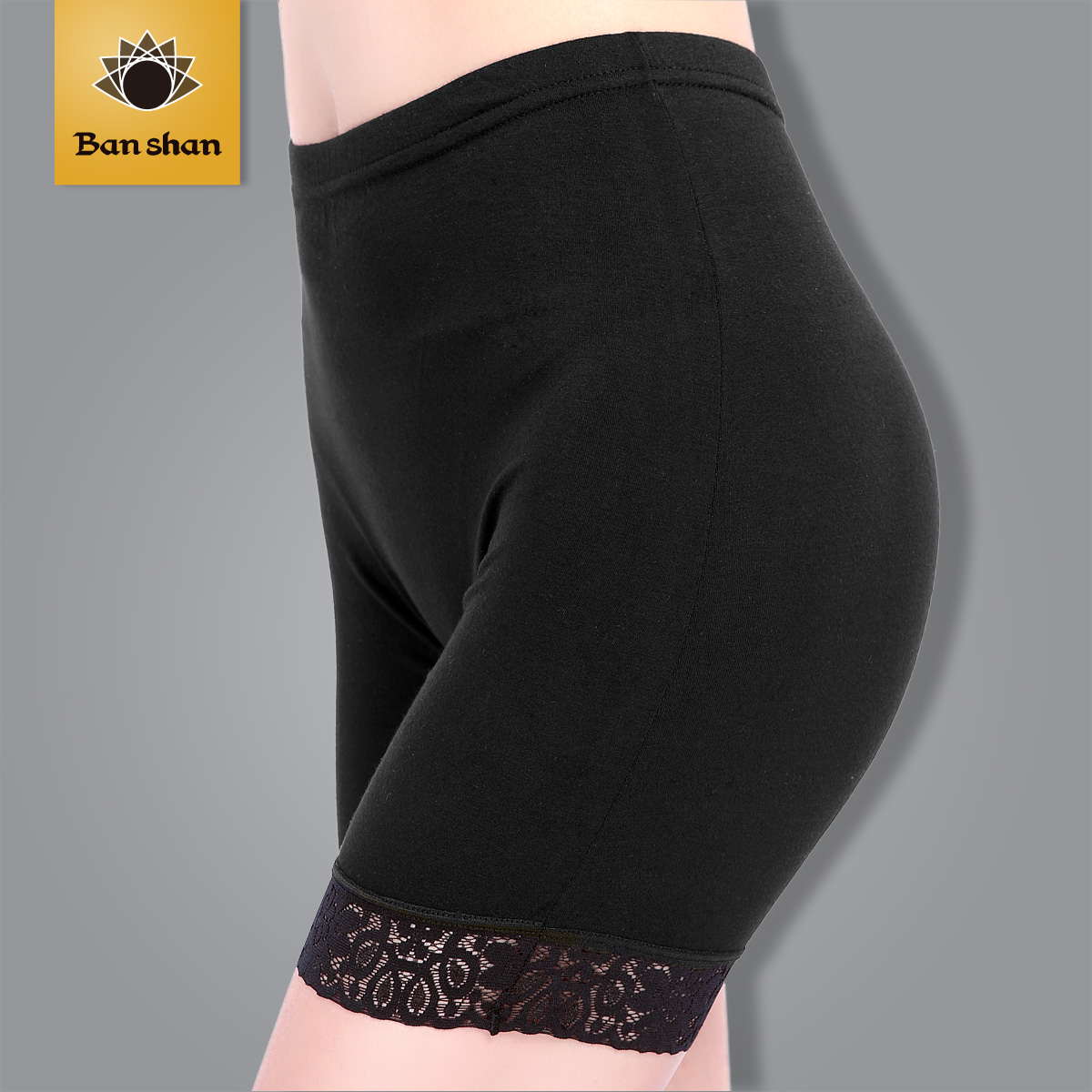 Banshan summer sports decoration lace mid waist shorts butt-lifting breathable legging