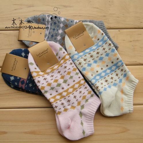 Baroque ! summer 100% cotton socks sock female sock slippers cotton boat socks double