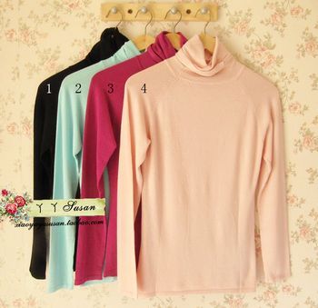 Basic cotton solid color turtleneck basic sweater female 14 c8