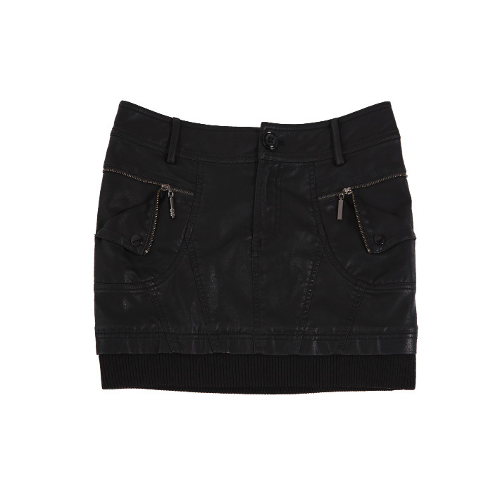 Basic patchwork leather skirt street style involucres slim hip tight short skirt