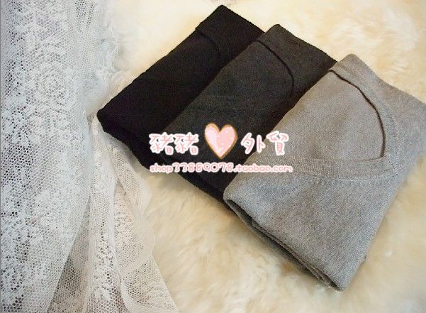 Basic V-neck pullover basic shirt sweater ol 3 - - grey Free Shipping