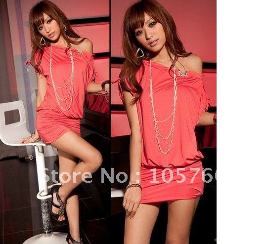 Bat Sleeve Dress((LYQ-477)) (HK post=SG post/Swiss post)