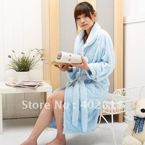 Bathrobe, bamboo robe, 100%bamboo fiber, blue color, natural & eco-friendly, thickness, free shipping