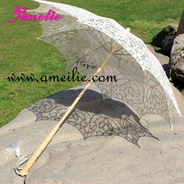 Battenburg Beige Lace Parasol Umbrella Wedding Bridal