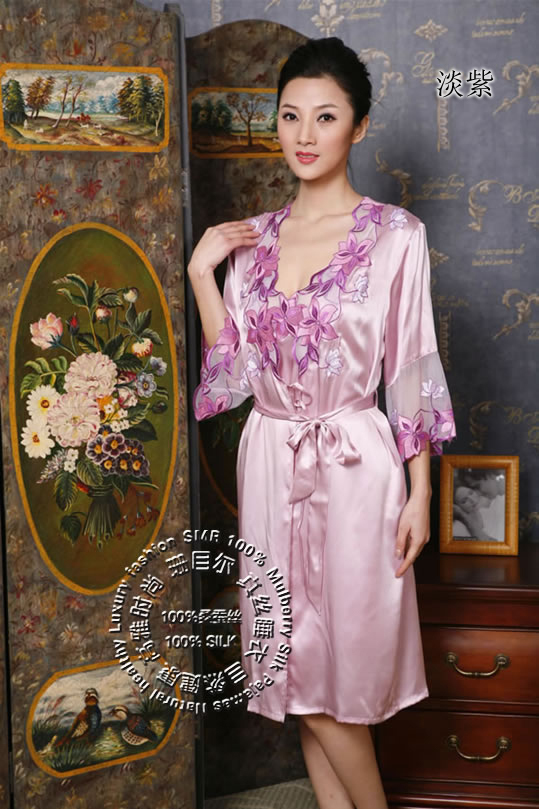 Bauhinia embroidery silk kimono 728 sm9606