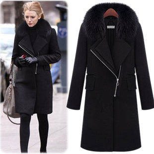 Baylor 2012 autumn and winter high quality fox fur zipper wool coat trench outerwear 880