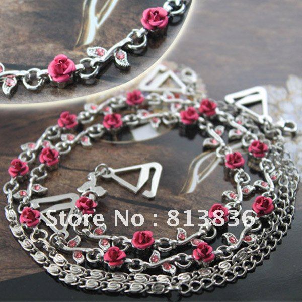 BB172-001Min Order is USD10!Fashion Rhinestone Bra Strap Imitation Diamond Crystal Rose Flower Metal Underwear Accessories