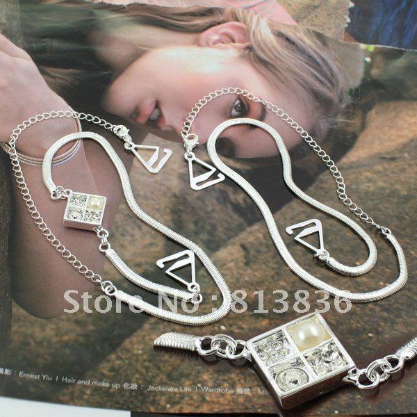 BB172-044!Min Order is USD10!Rhinestone Shoulder Chain Bra Strap Imitation Diamond Pearl Crystal Fashion Underwear Jewellery