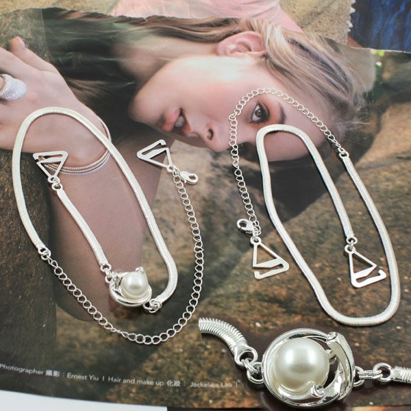 BB172-045 Free Shipping!6Pairs/Lot!Fashion Rhinestone Imitation Diamond Brass Chain Pearl Bra Strap