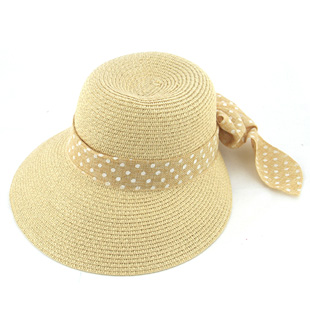 Beach cap dot bow wide brim strawhat women's sunbonnet sun hat cycling cap