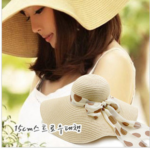 Beach cap female sunbonnet strawhat sun hat large-brimmed hat