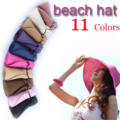 Beach cap sunbonnet visor strawhat female summer sunscreen sun hat child hat color