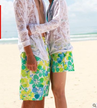 Beach darling of the 2013 Korean version of the new green fruit couple beach pants men's shorts and casual pants big yards loose