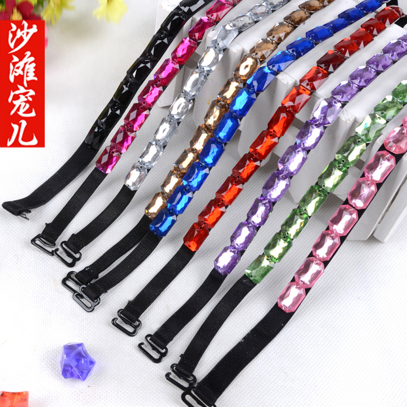 Beach dress! Candy color gem shoulder strap acrylic shoulder strap halter-neck double-shoulder strap shoulder diamond multicolor