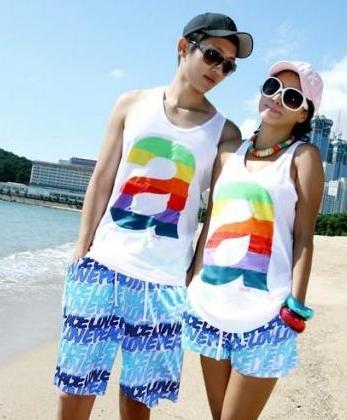 Beach lovers set a vest set lovers beach pants