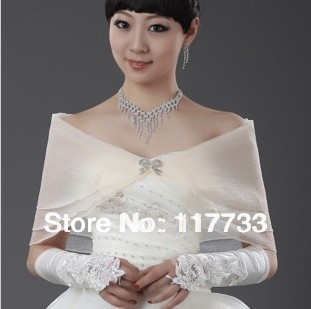 Beads Elegant best selling wholesale Wedding Accessory Bridal Shawl Wrap Bolero Jacket Voile Off Shoulder Organza Ruffle 2013