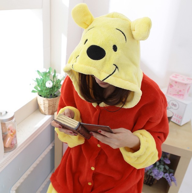 Bear WINNIE cartoon animal lovers one piece sleepwear hyraxes totoro at home costume female male