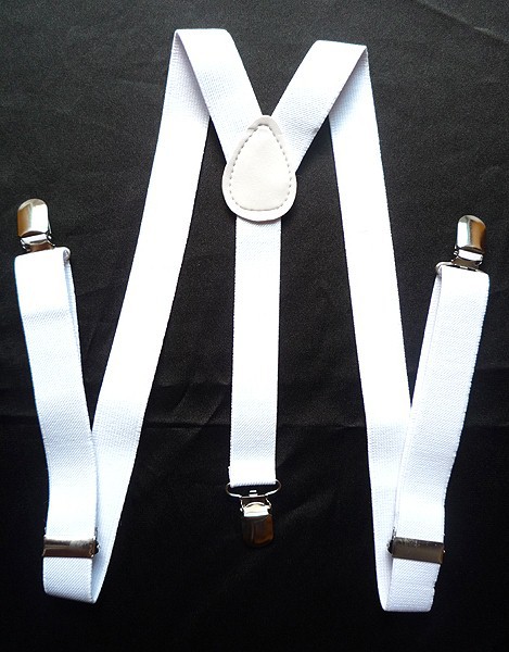Beautiful 1PC White Unisex Clip-on Braces Elastic Suspenders