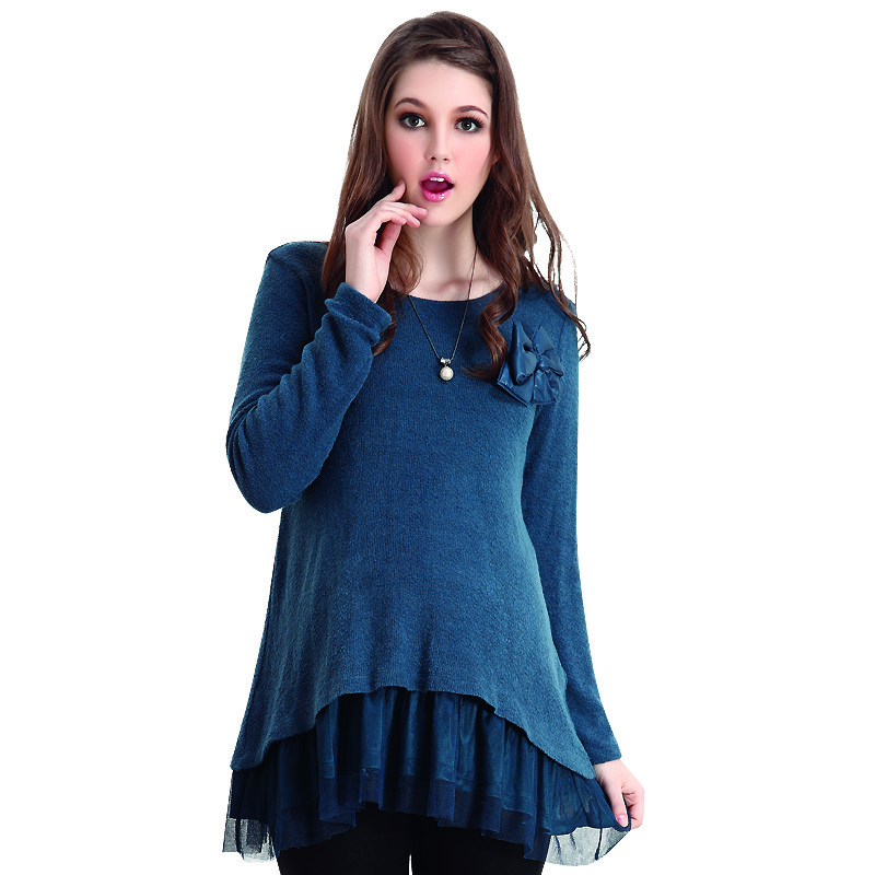 Beautiful 2013 maternity clothing top knitted gauze all-match long-sleeve shirt 6012517
