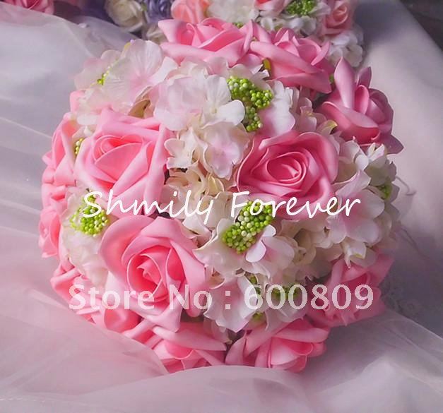 Beautiful 30CM  Pink PE Rose Flower Bouquets Bridal Throw Bouquets For wedding Party