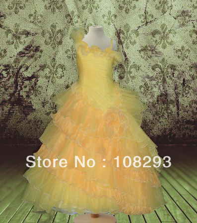 Beautiful Ball Scalloped Ankle Length Organza  Flower girl dresses girls pageant dresses