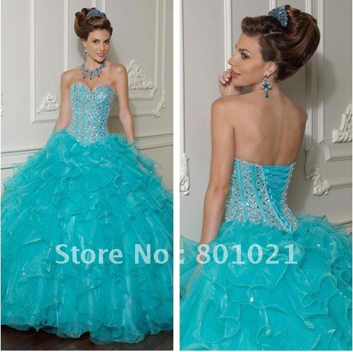 Beautiful Ballgown Sweetheart Beaded Bodice New Style Quinceanera Dressestail Dresses 2012