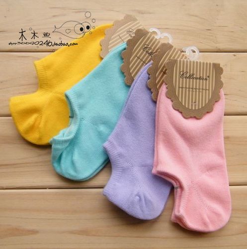 Beautiful candy color ! summer combed cotton socks sock female boat socks handmade double