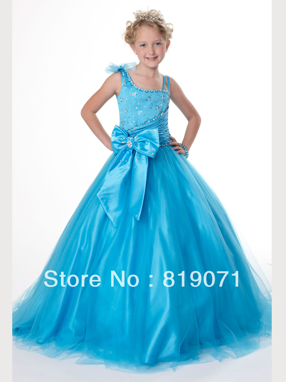 Beautiful Cheap Beadings Taffeta Flower Girl Dress Girls Pageant Dress For little Girl Party Dress
